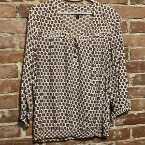 Gap smocked long sleeve peasant style boho top blouse with smocked waist size M